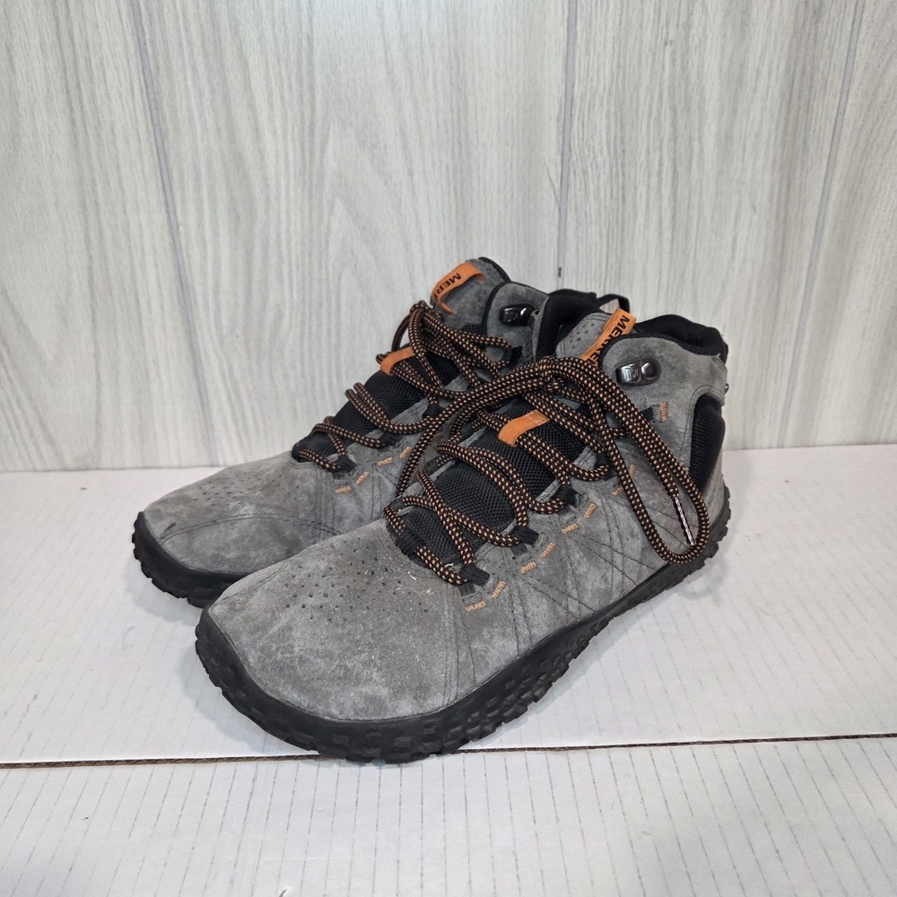 Merrell Wrapt Mid Hiking Boots Mens Gray Suede Lace-Up Waterproof Outdoor 9
